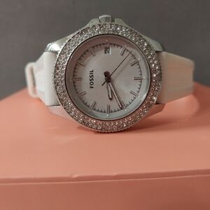 Fossil Women's Silver and White Crystal Watch